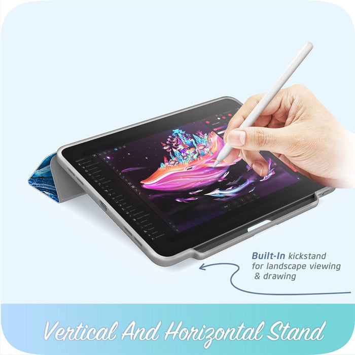 For iPad Pro 11 Case Cosmo Full-Body Trifold Stand Marble Flip Cover with Auto Sleep/Wake & Pencil Holder