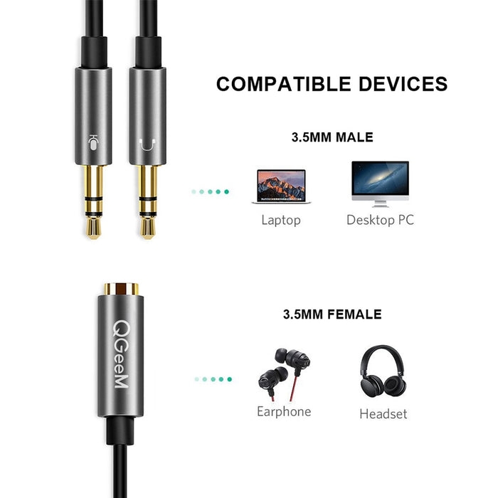 Qgeem 3.5Mm Headphone Splitter For Pc