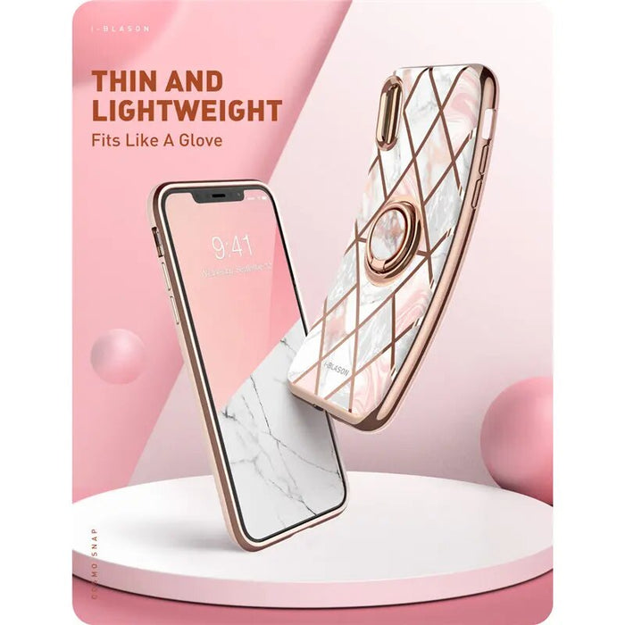 Slim Marble Cover with Built-in 360° Rotatable Ring Holder For iphone XR