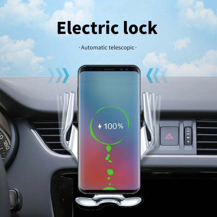 Multi-Function 10W Air Vent Mount Wireless Car Charger With Electric Lock