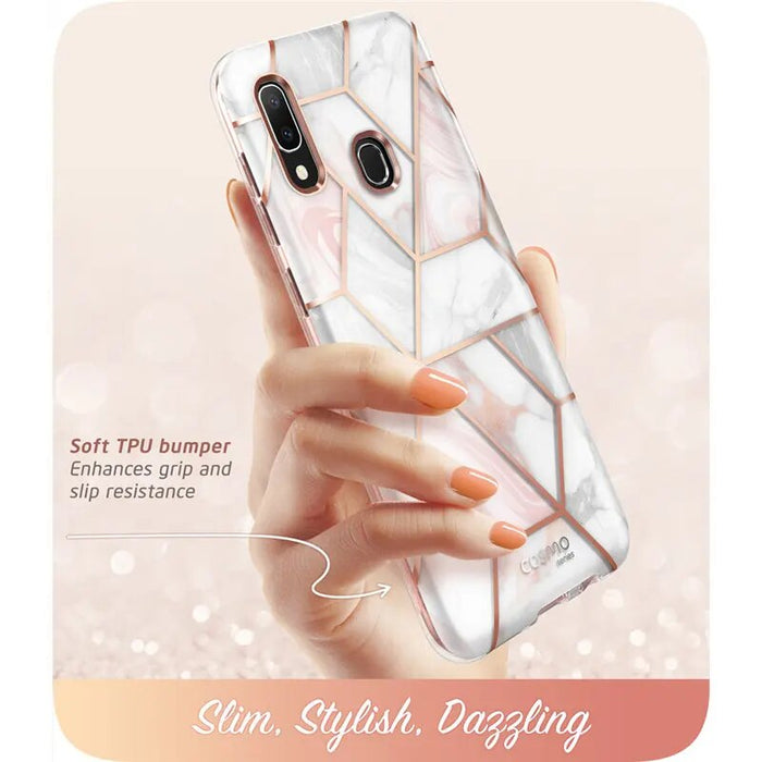 Full-Body Glitter Marble Bumper Case with Built-in Screen Protector For Samsung Galaxy A20/A30 (2019)