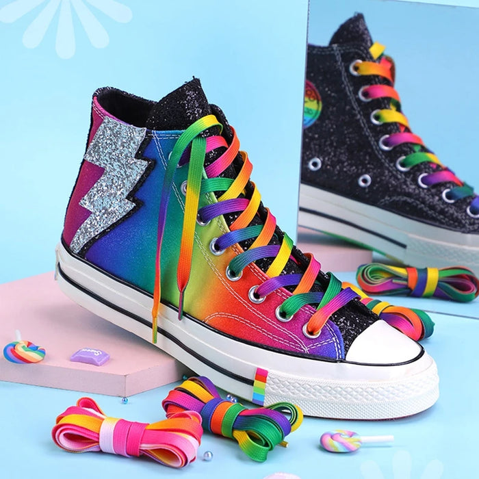 Flat Laces Rainbow Sneaker Colorful Print Gradient Casual