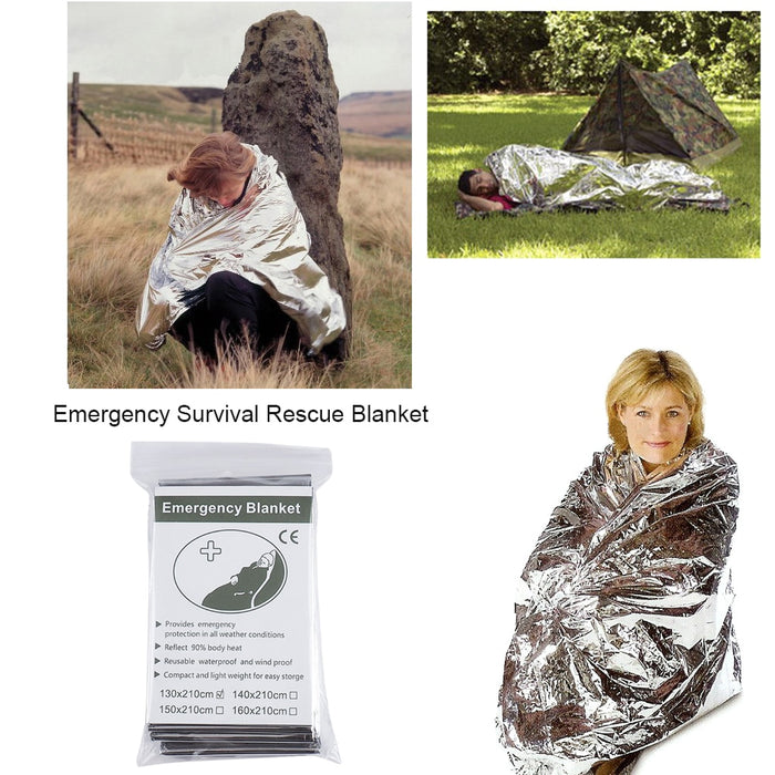 Waterproof Emergency Survival Rescue Blanket Foil Thermal Space First Aid Folding Tent Camping Shelter Blanket