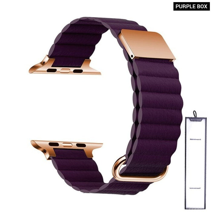 Leather Loop Magnetic Bracelet Strap For Apple iWatch