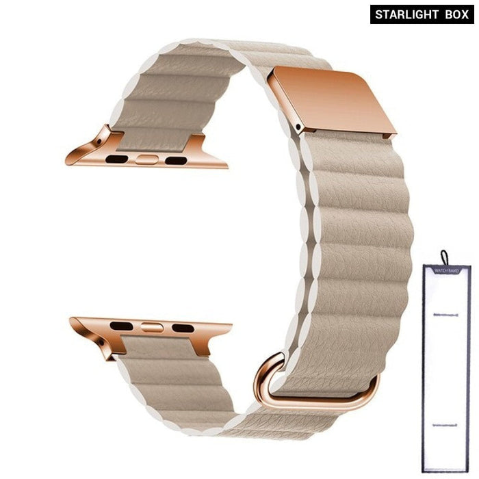 Leather Loop Magnetic Bracelet Strap For Apple iWatch