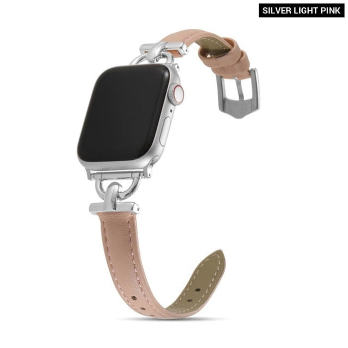 Slim Thin Correa Leather Watchband For Apple Watch