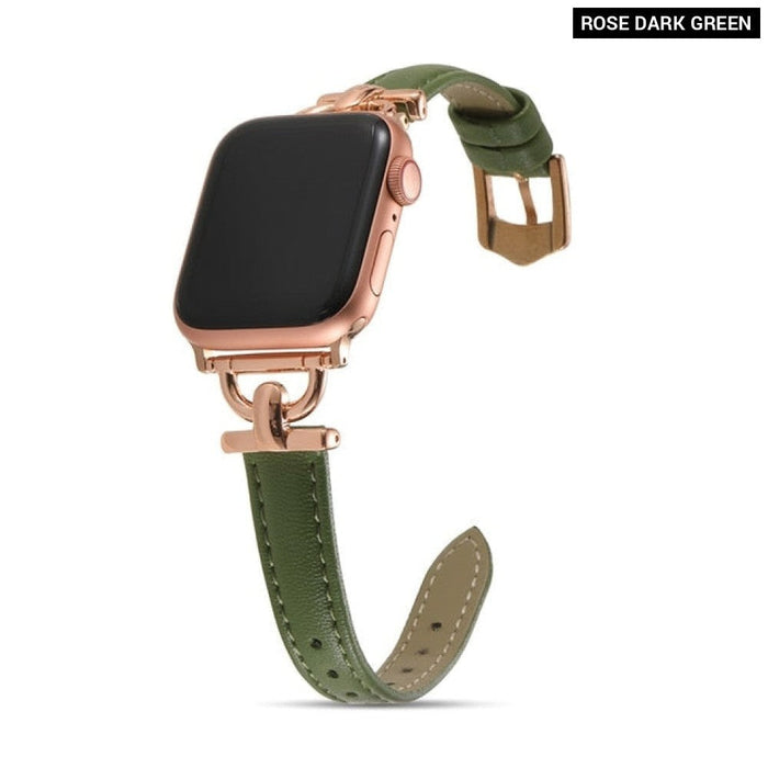 Slim Thin Correa Leather Watchband For Apple Watch