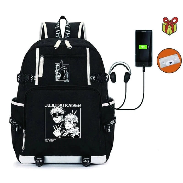 Unisex Anime Jujutsu Kaisen School Multifunction USB Charging Backpack