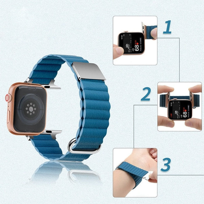 Leather Loop Magnetic Bracelet Strap For Apple iWatch