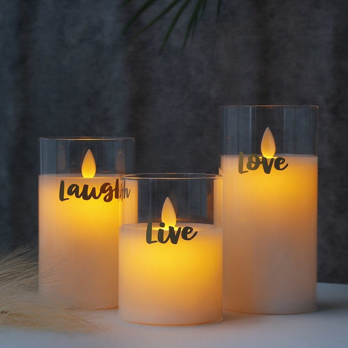 3Pcs Flameless Flickering LED Glass Candles For Home Wedding Party