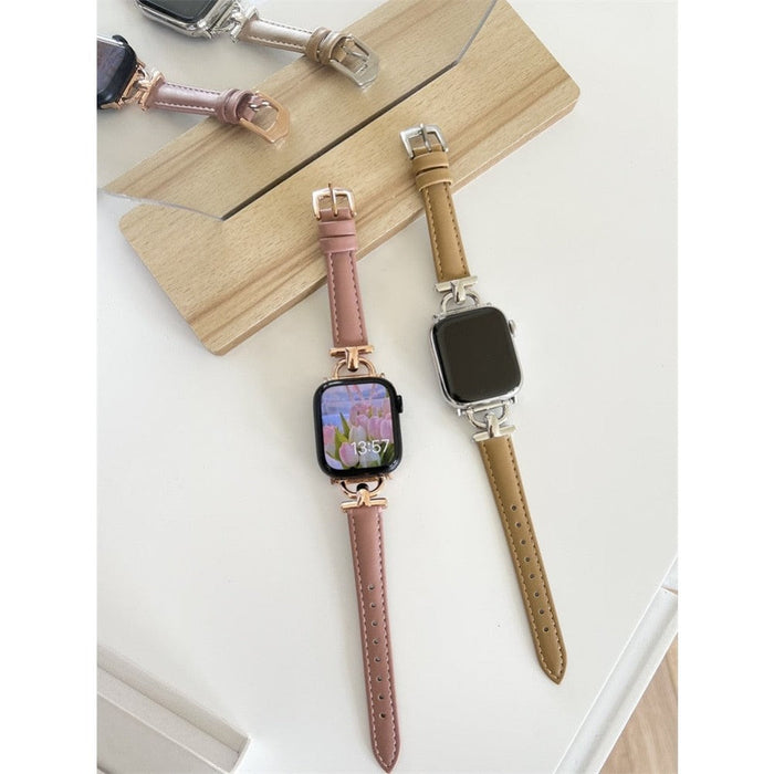 Slim Leather Thin Correa Watchband For Apple Watch