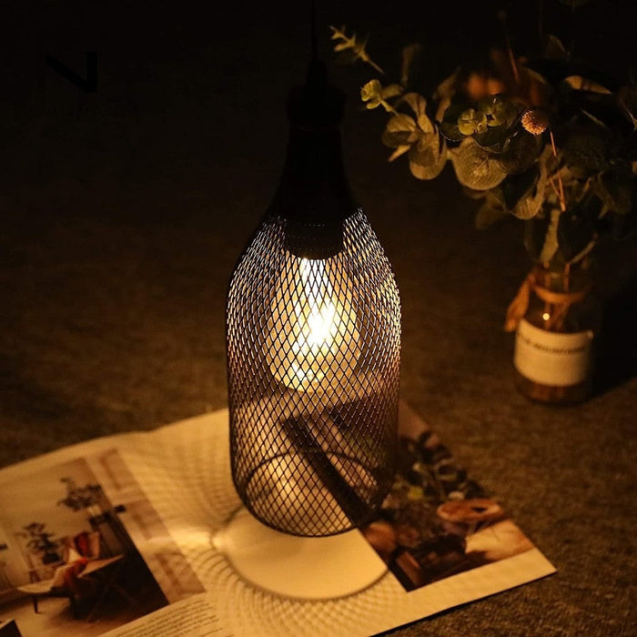 Metal Cage Battery Operated Hanging Lamp For Home Decor