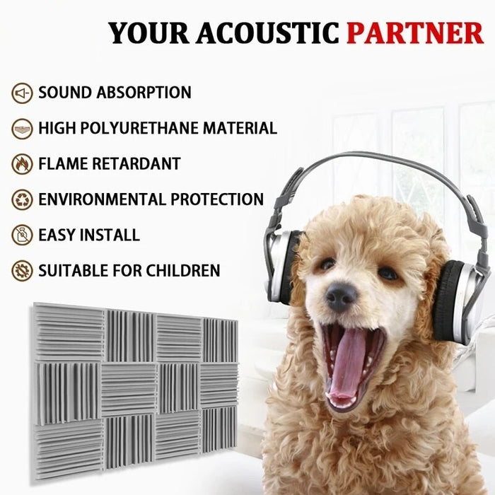 Acoustic Studio Broadband Sound Absorbing 12 pcs Soundproofing Periodic Groove Structure Absorption Foam Sound Proof Padding