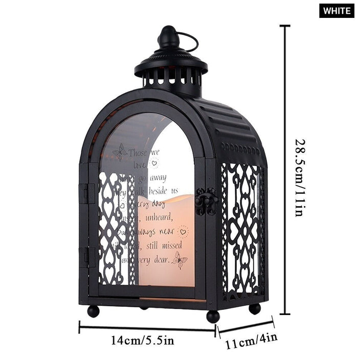 Metal Candle Holder Remembrance Lantern With Automatic Timer