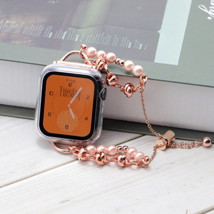 Pearl Beaded Elastic Strap For Apple Watch