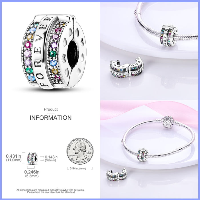 Fit Pandora Original Bracelet 925 Sterling Silver Cats Claw Butterfly Silicone Spacer Beads Colourful Zircon Fine DIY Jewelry