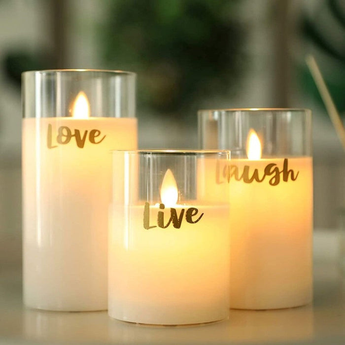 3pcs Battery Powered Flameless Led Glass Candles For Home