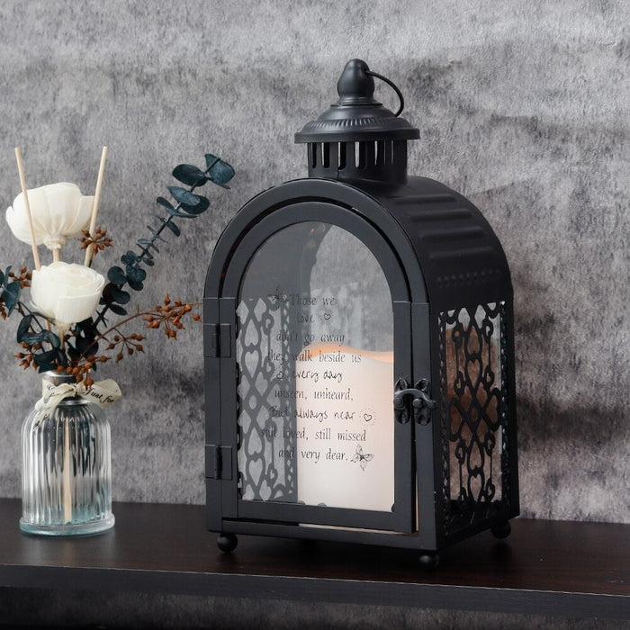 Metal Candle Holder Remembrance Lantern With Automatic Timer