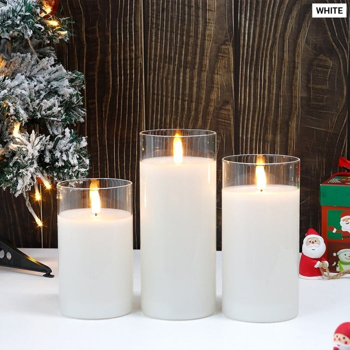 3Pcs Warm White Flameless Flickering LED Candles For Home Decor