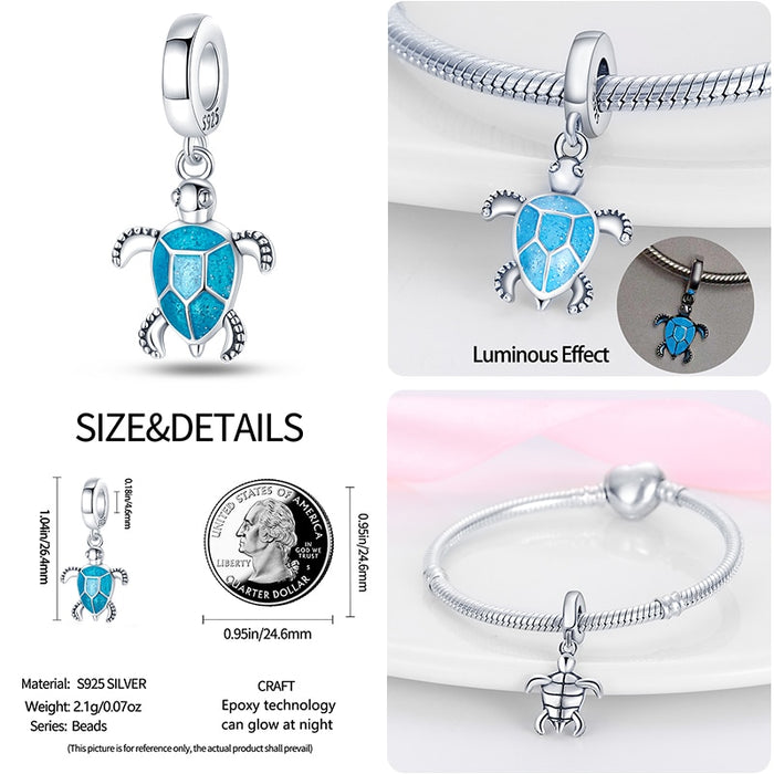 925 Sterling Silver Ocean Series Turtle Crab Mermaid Charms Beads Fit Original Pandora Bracelets Bangles Jewelrys