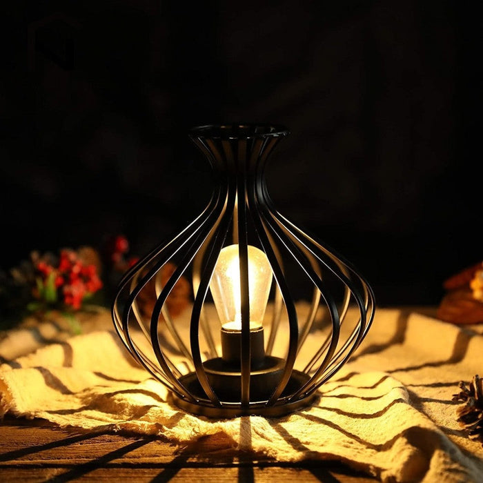 Black Flower Vase Shaped Battery Powered Table Lamp