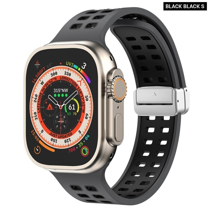 Silicone Magnetic Buckle Strap For Apple Watch