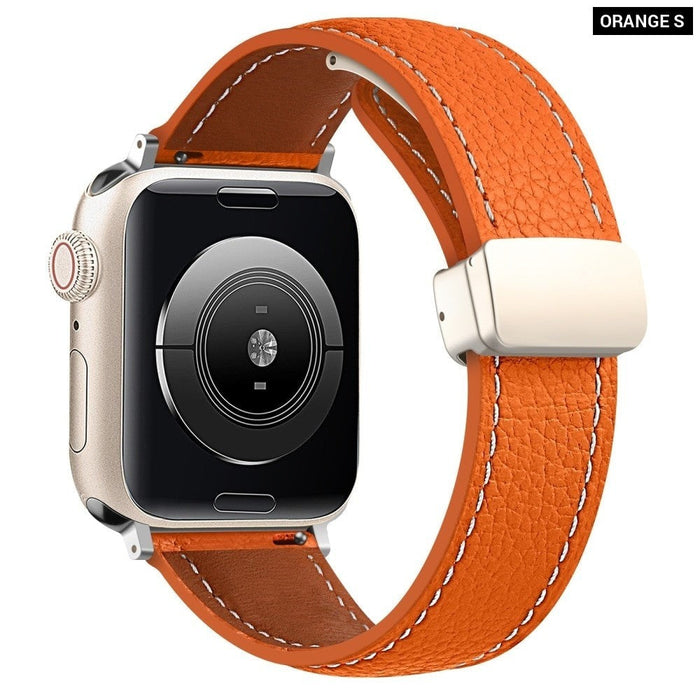 Geniune Leather Magnetic Buckle Strap For Apple Watch