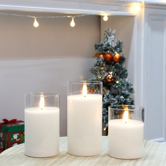 3Pcs Warm White Flameless Flickering LED Candles For Home Decor