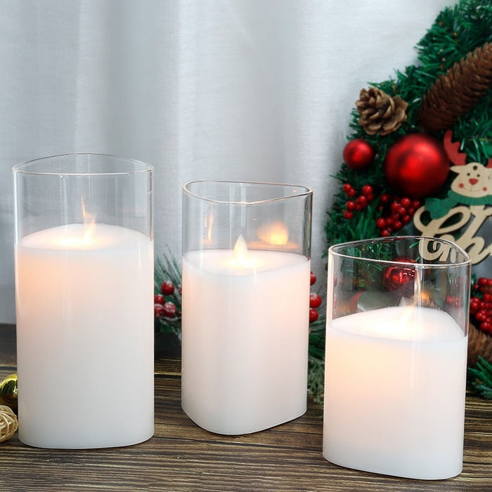 3pcs Triangle Battery Operated Flickering Led Candles