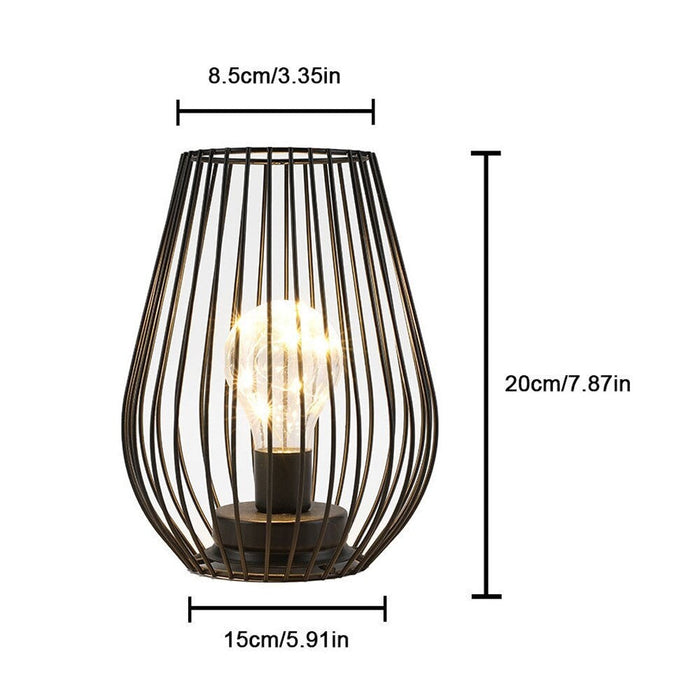 Metal Cordless Battery Operated Cage Shape Lamp With Warm Lights Bulb for Home Decor