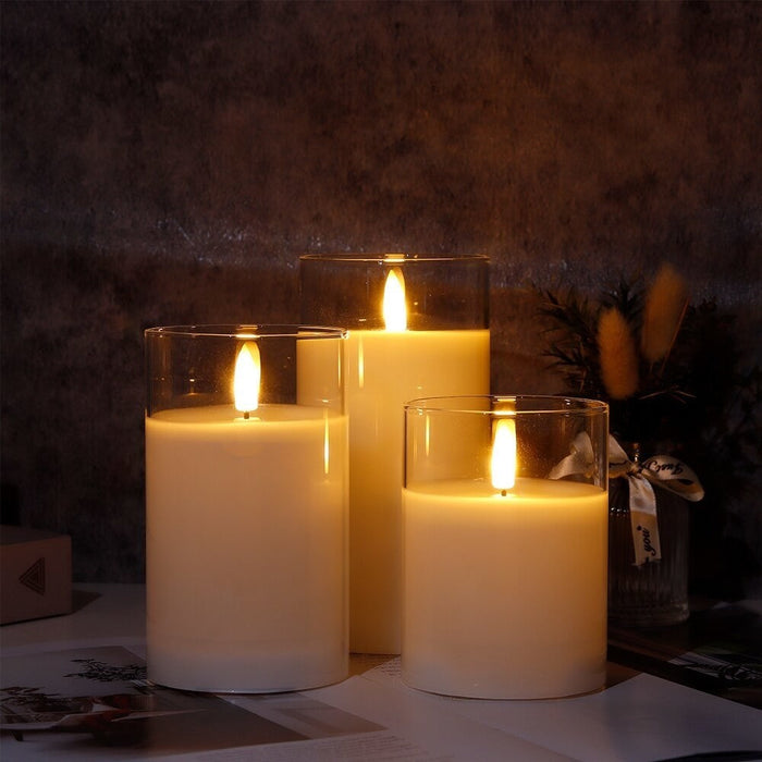 3pcs Flameless 3d Effect Led Candles With 8 Key Remote