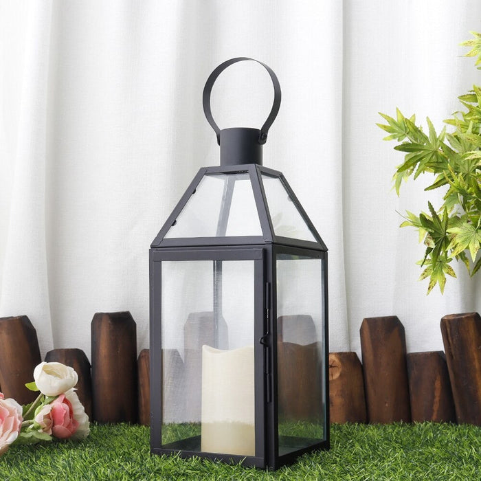 Stainless Steel Candle Hanging Lantern With Tempered Glass for Indoor Outdoor Home Decor