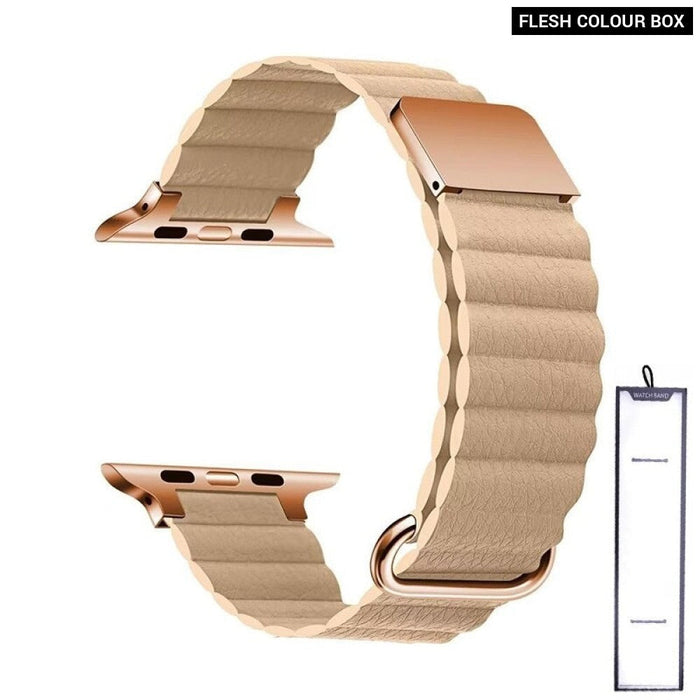 Leather Loop Magnetic Bracelet Strap For Apple iWatch