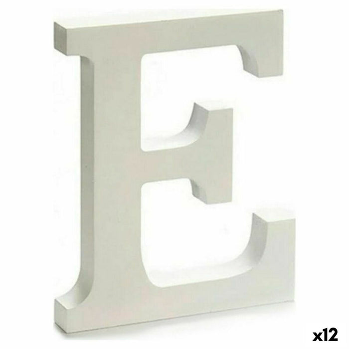 Letter E Wood White 1.8 X 21 X 17 Cm 12 Units