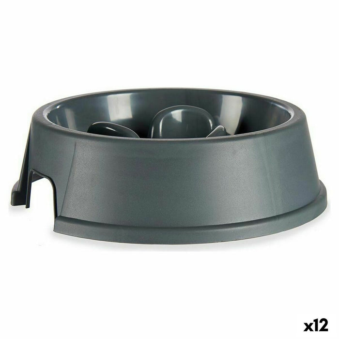 Slow Eating Food Bowl For Pets Anthracite Plastic 27 x 8 x 27 cm 12 Units