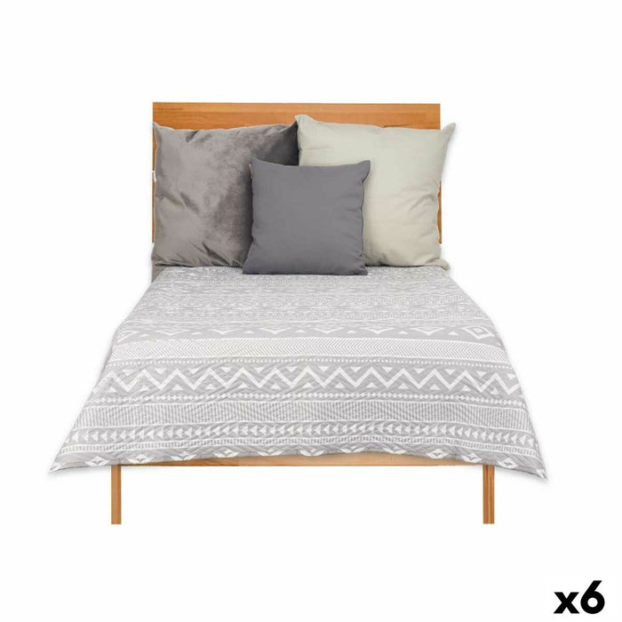 Reversible Bedspread 180 x 260 Cm Ethnic White Grey 6 Units