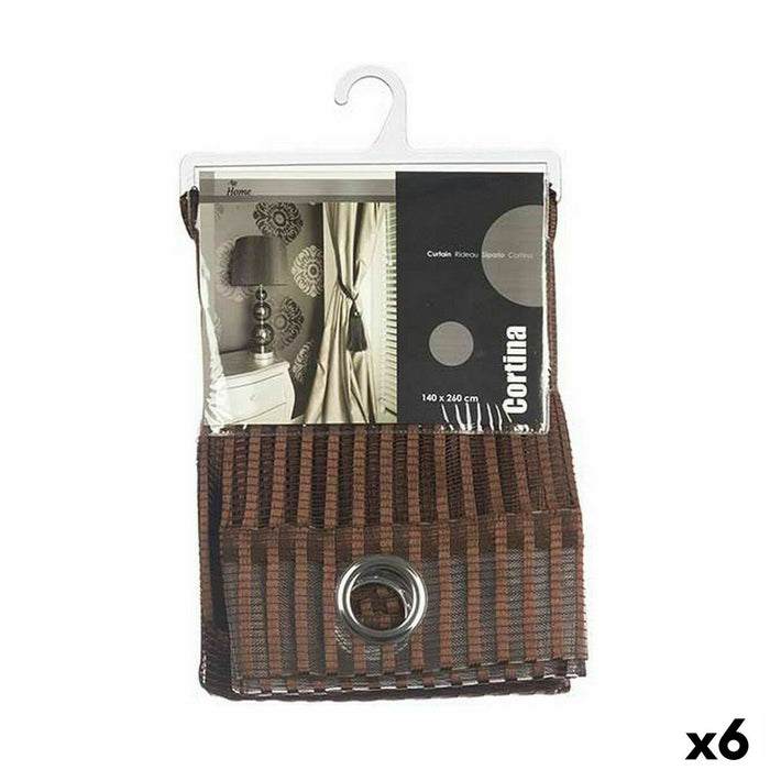 Curtain 140 x 260 Cm Brown 6 Units