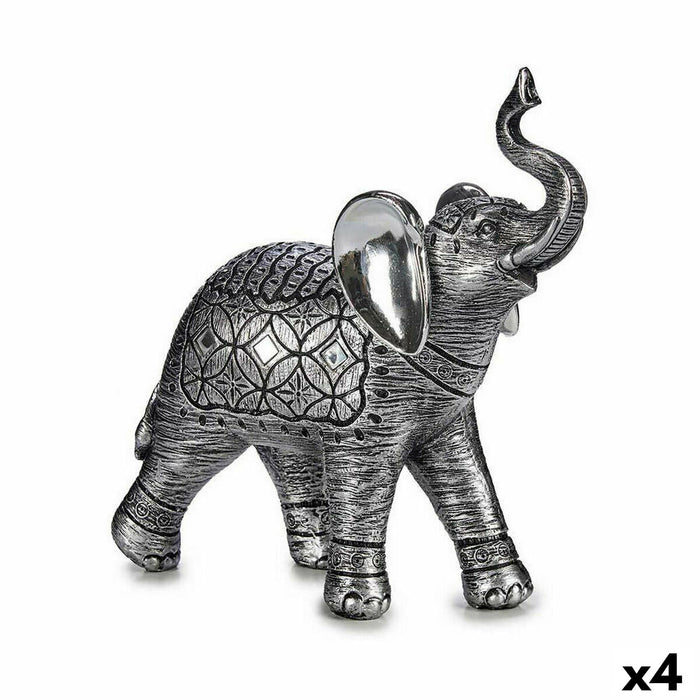 Decorative Figure Elephant Silver 27.5 X 27 X 11 Cm 4 Units