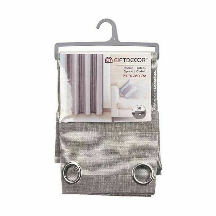 Curtain White Grey 140 x 0.1 260 Cm 6 Units