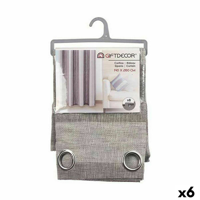 Curtain White Grey 140 x 0.1 260 Cm 6 Units