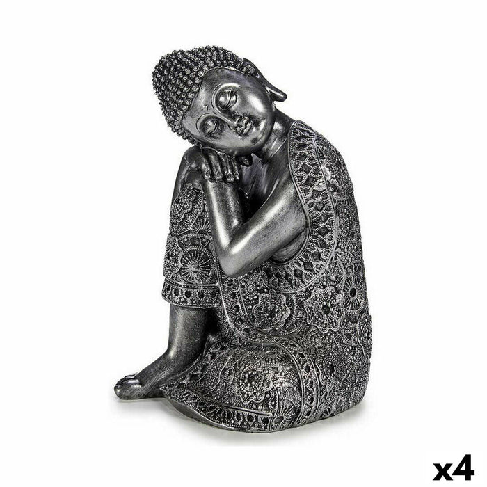 Decorative Figure Buddha Sitting Silver 20 X 30 X 20 Cm 4 Units