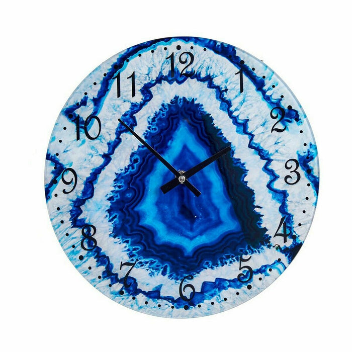 Wall Clock Marble Blue Crystal 30 X 4 X 30 Cm 4 Units