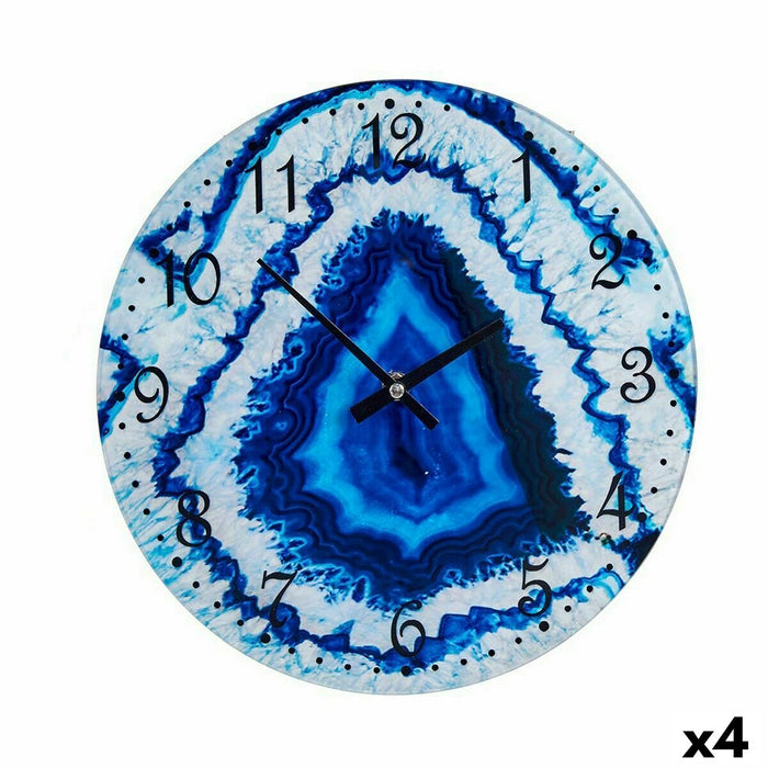 Wall Clock Marble Blue Crystal 30 X 4 X 30 Cm 4 Units