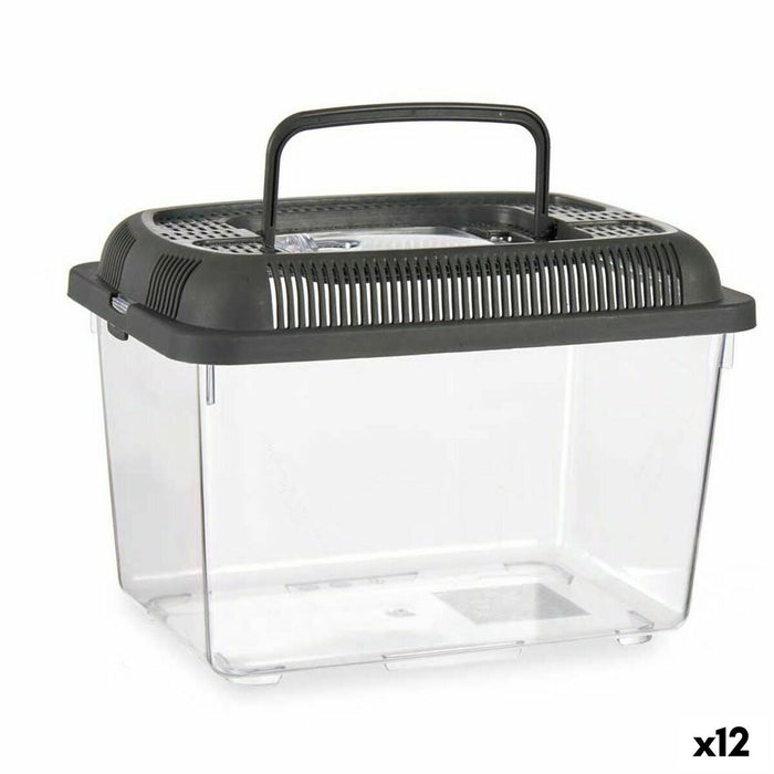 Fish Tank With Handle Medium Anthracite Plastic 3 L 17 x 16 x 24 cm 12 Units