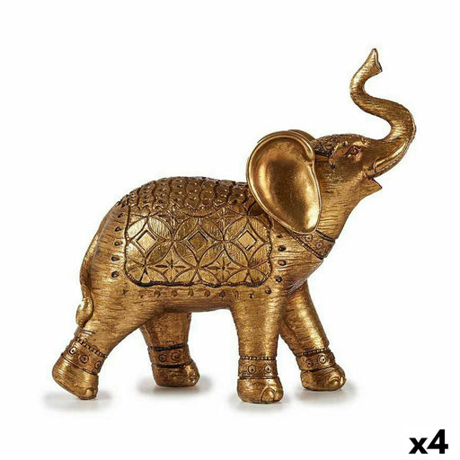 Decorative Figure Elephant Golden 27.5 x 27 11 Cm 4 Units