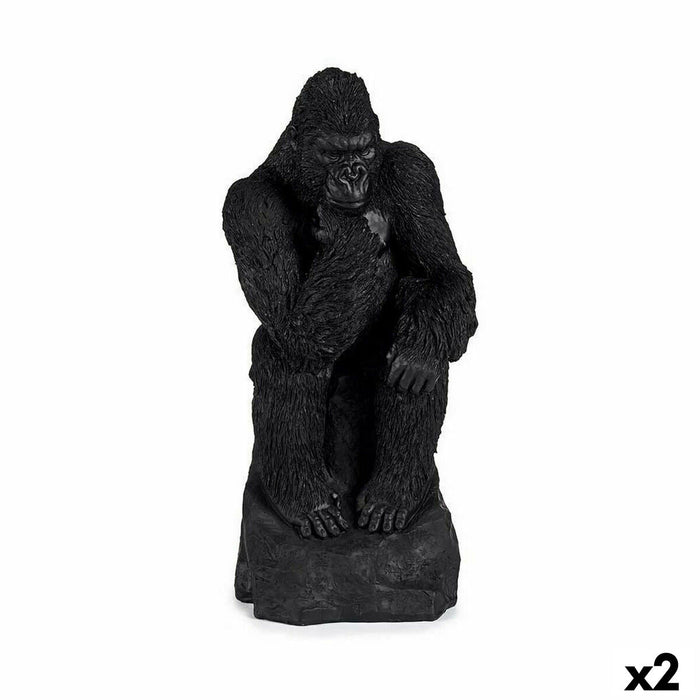 Decorative Figure Gorilla Black 20 x 45 Cm 2 Units