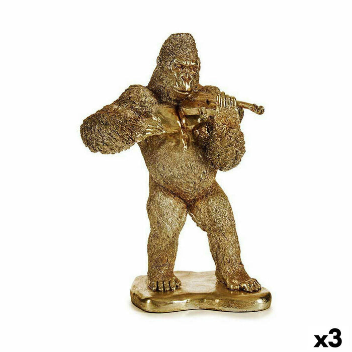 Decorative Figure Gorilla Violin Golden 16 x 40 30 Cm 3