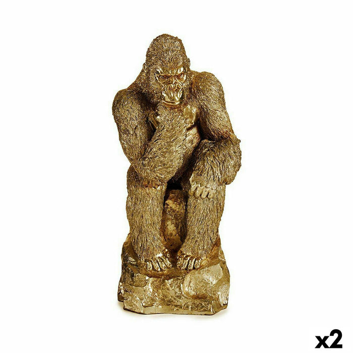 Decorative Figure Gorilla Golden 20.5 X 47 X 23.5 Cm 2 Units