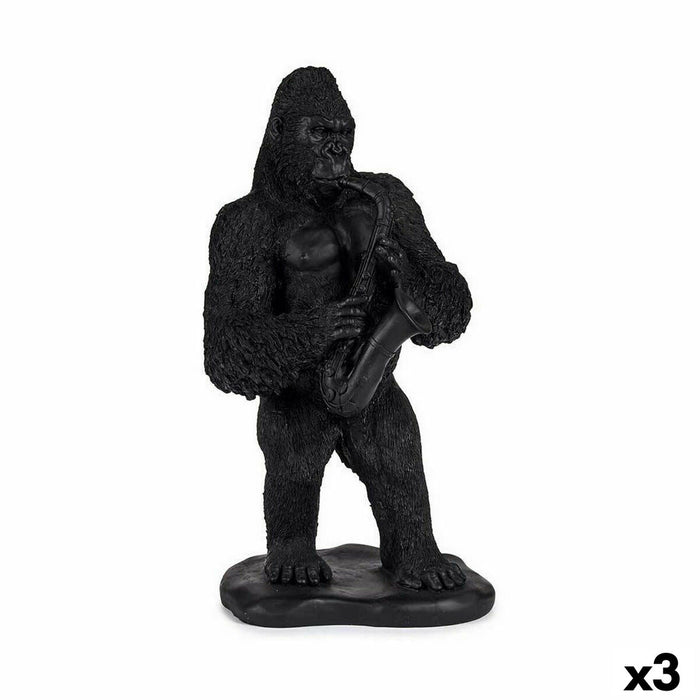 Decorative Figure Gorilla Saxophone Black 15 X 38.8 X 22 Cm 3 Units