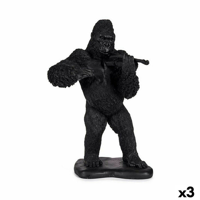 Decorative Figure Gorilla Violin Black 17 X 41 X 30 Cm 3 Units